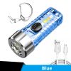 1pc Mini Portable LED Flashlight With Keychain; USB Charging Warning Light For Outdoor Camping Emergency